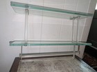 Vtg Mcm Retro Glass   Lucite acrylic Wall Hanging Bathroom Shelves W  Towel Bar