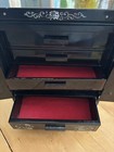 Antique Asian Oriental Black Lacquer Mother Of Pearl Jewelry 4-drawer Chest