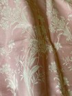 Gorgeous Antique French Floral Cotton Linen Damask Ticking Fabric - Pink White