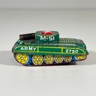 Vintage Japanese Tin Friction Army Tank M-51 Military Toy 1950s