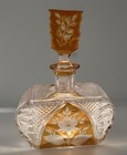 Bohemian Czech Rich Amber Flashed Glass Art Deco Perfume Bottle And Small Box