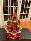 Vtg  Lacquered Wood Russian Moscow St Basil s Cathedral Figurine Hand Painted 8 