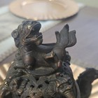 Chinese Bronze Tripod Incense Burner Censer With Foo Dog Lid  China