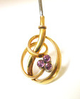 Antique Hatpin Amethyst Rhinestone Cluster Brass Spirals