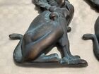 Vintage Pair Of Bronze Griffin 11 5    Greek Mythological Creature Casting Patina