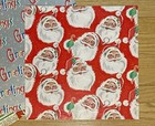 3 Sheets Vtg 60s Christmas Gift Wrap Wrapping Paper Santa