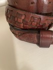 Polo Ralph Lauren Brown Leather Woven Belt Men   s Size 38 95  Silver Buckle Vgc