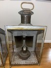 Matched Pair  Set Of Ship Lantern Large Brass Glass Vintage Nautical Light