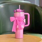 2025 China Starbucks Spring Sakura Double Drink 40oz Ss Straw Cup Bow Sleeve