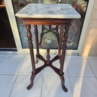 Vtg 1970s American French Country Mahogany  Wood Pedestal Side Marble Table 29 