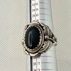 Richard Begay Navajo Sterling Silver Onyx Leaf Ring Size 13 Vintage