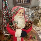 Primitive 1995 Artist Handmade Victorian Scrap Christmas Santa Claus Doll Felt