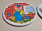 Vtg 1950 s Lithograph Children s Tin Tea Set Featuring  the Three Little Pigs 