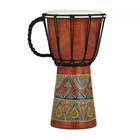 Brown Wood Handmade Djembe Drum Sculpture With Rope Accents