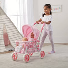 Badger Basket Double Doll Stroller - Pink   White Gingham