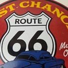 Vintage Us Route 66 Sign - Porcelain America Gas Station Last Chance Gas Sign