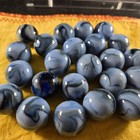 Vtg Marble Lot 25pc Milk Glass Swirl Large 1  Blue