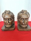 Vintage Bookends Set Of Abraham Lincoln Bronze Colored Painted Ceramic 7   x 4 25   