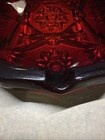 Vintage Dark Ruby Red Glass Prescut Cigar Ashtray  7    3 4 X  1    1 2 Heavy 4 Spot