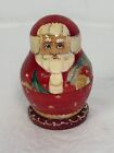 Vintage Santa Nesting Dolls Russian Christmas 5pc Set Hand Painted Wooden Rare 