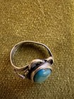 Vintage Native American Navajo Sterling Silver Turquoise Ring Damaged bent