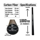  1  Karbxon - Carbon Fiber Tube - Black - 25mm X 23mm X 1000mm - Hollow Carbo   