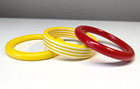 Vintage Yellow Red White Plastic Retro Stackable Bangle Bracelets Lot Of 3