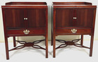 Baker Furniture Chippendale  Carved Mahogany Nightstand  A Pair
