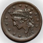 1839 Coronet Head Large Cent - Silly Head  n-4   Us 1c Copper Coin