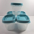 Rubbermaid 7j53 7j54 Teal Aqua Easy Find 4 Oz Food Storage Container Lot Of 5
