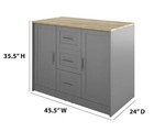 Freestanding Kitchen Island Antique Gray Wood 45 5 In  With Butcher Block Top