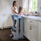 Simplay3 Cozy Cubby Kids 2-step Non-slip Plastic Stool Gray blue 34  