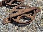 C 1895 Barn Door Floor Guide Roller  Rides On Half Pipe Track  7 75   dia 12 75   w