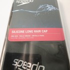 Speedo Solid Silicone Long Hair  Swim Cap Black One Size Open Package