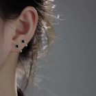 Surgical Steel Small Black Square Ear Stud Earrings Womens Girls Trendy Jewelry