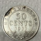 1911 Newfoundland 50 Cents Silver Pre-confederation Coin Km 3 Denomination 50c