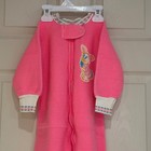 Vintage Neon Pink Fleece Footed Sleeper Pajamas Bunny Embroidery Kids Size M 2t