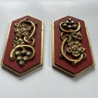 Pair Of Carved Architectural Wooden Panels With Floral Motif Asian Buddhism