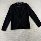 J  Crew 365 Black Knit Blazer Jacket Merino Wool Cotton Career Womens Size S