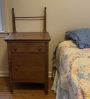 Antique Tiger Oak Washstand Cabinet Nightstand W  Towel Bar Circa 1895   1915