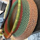 Ghana Region Hand Woven Basket With Leather Handle West Africa 16x6 Nwt