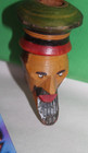 Vintage German Man Head Wood Carved Painted Wine Decanter Retro  Bottle Stopper