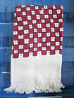 Crafter s Pride Alma Lynne Checks Cross Stitch Towel - Vanilla   Cranberry 14 Ct