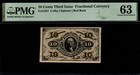 1863 10c 3rd Issue Washington Us Fractional Currency  Pmg Choice Uncirculated 63