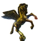Vtg Brass Pegasus Bell 6  Mythical Winged Horse Figurine Decor Heavy Mcm