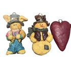 Vintage Country Primitive Resin Ornaments Lot Of 5 W  Box