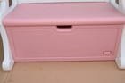 Vintage Pink White Little Tikes Tykes Toybox Toy Box Bench Chest Victorian Guc