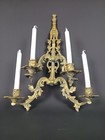 Pair Of Large Guilt Brass Sconces Antique 19th Century 21in Tall Solid Brass