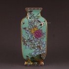 Chinese Qing Qianlong Green Enamel Porcelain Flowers Birds Pattern Vase 9 8 Inch