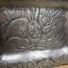 Arthur Court Aluminum Bunny Rabbit Serving Tray Wildlife Motif Easter Platter